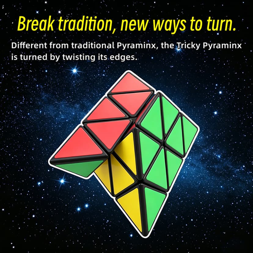 Zee Tricky Pyraminx with Four-Color Stickers - Black image 4