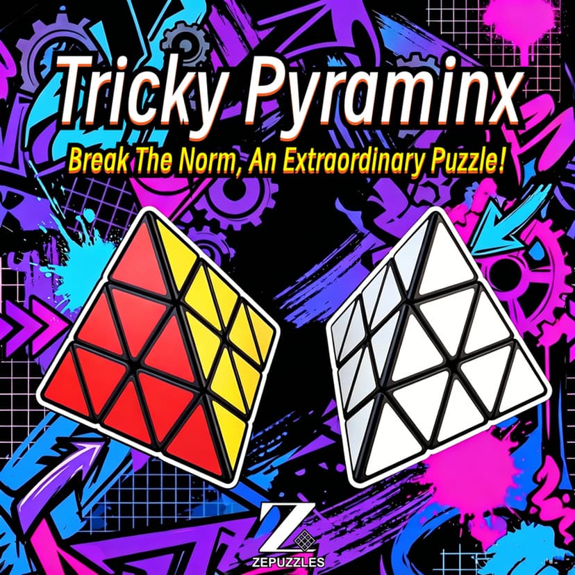 Zee Tricky Pyraminx with White Stickers - Black image 3