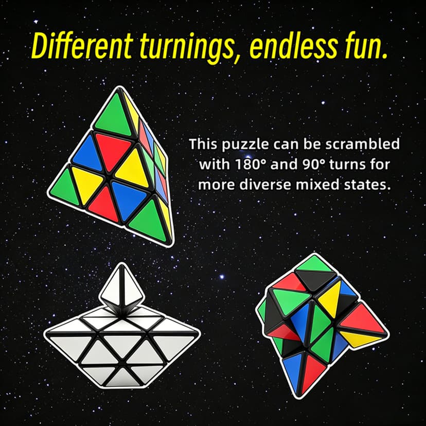 Zee Tricky Pyraminx with White Stickers - Black image 5