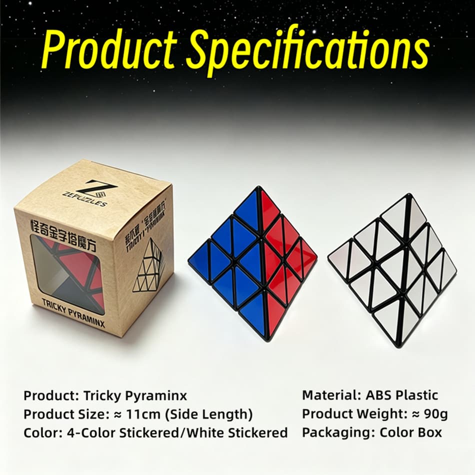 Zee Tricky Pyraminx with White Stickers - Black image 2